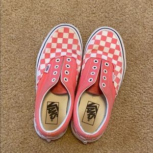pink and white checkered vans